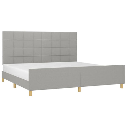 Estructura De Cama Con Cabecero De Tela Gris Claro 200x200 Cm / Vetonek_4