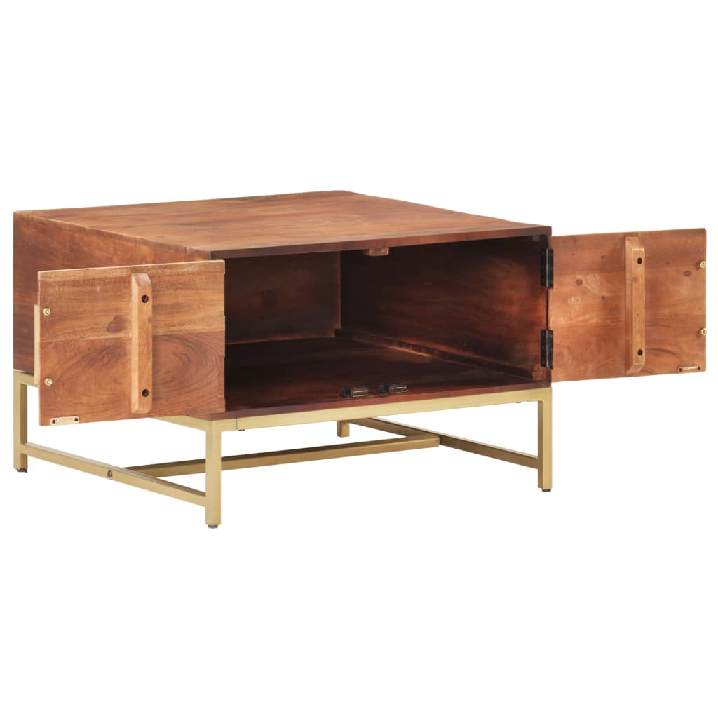 Mesa De Centro Madera Maciza De Acacia Marrón Miel 67x67x45 Cm_1