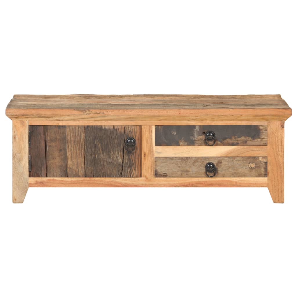 Mesa De Centro De Madera Maciza Reciclada 90x50x31 Cm._1