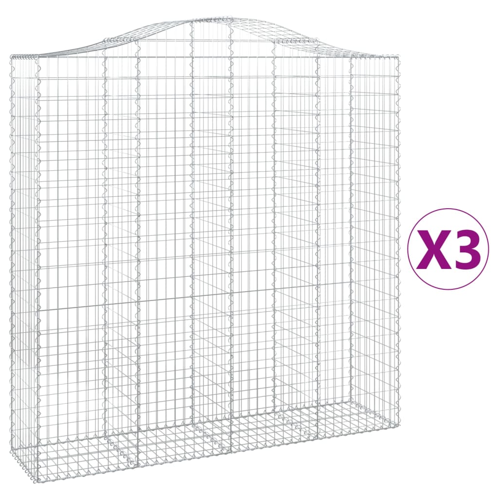 Cestas De Gaviones 3 Uds Forma De Arco Hierro 200x50x200/220 Cm_0