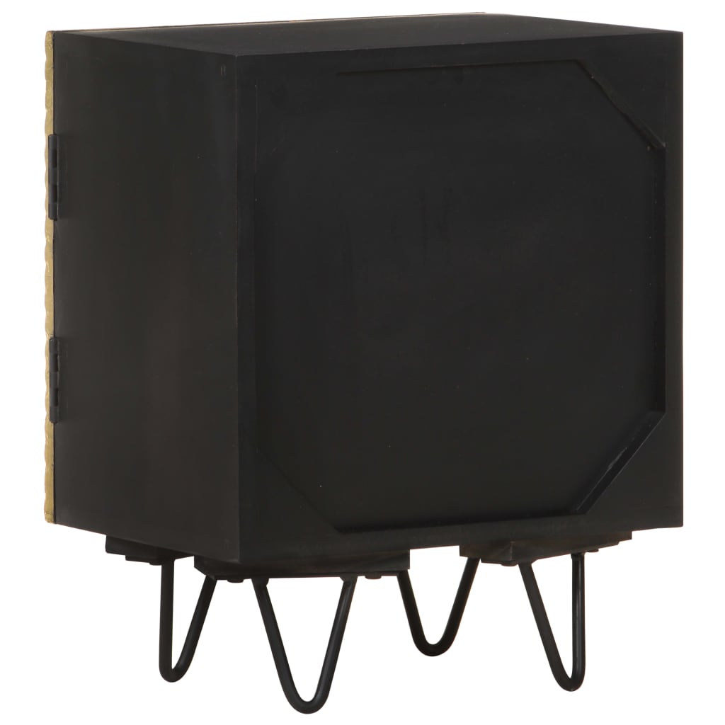Mesita De Noche Con Frontal De Latón Mango Maciza 40x30x50 Cm_1