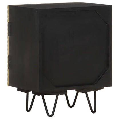 Mesita De Noche Con Frontal De Latón Mango Maciza 40x30x50 Cm_1