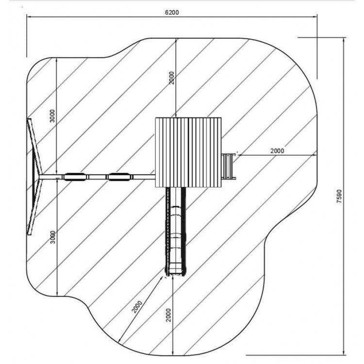 Parque Infantil Masgames Tibidabo L Techo De Madera Con Columpio Escalada: Con Arenero En La Base Y Pared De Escalada.