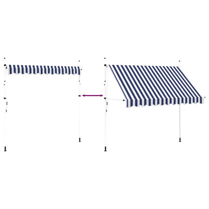 Toldo Manual Retráctil Azul Y Blanco A Rayas 300 Cm_5