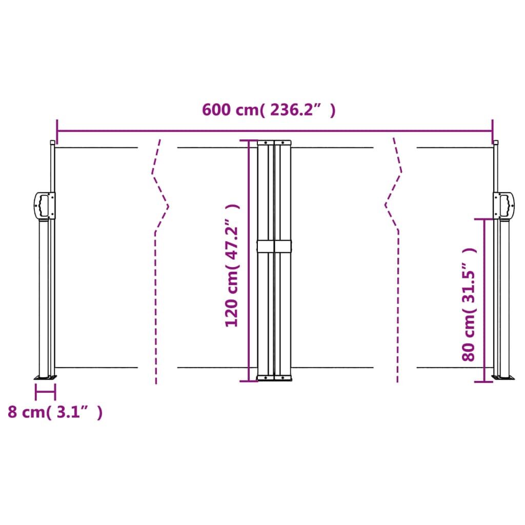 Vidaxl Toldo Lateral Retráctil Gris Taupe 120x600 Cm_2