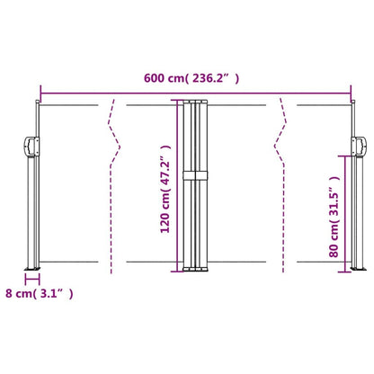 Vidaxl Toldo Lateral Retráctil Crema 120x600 Cm_2