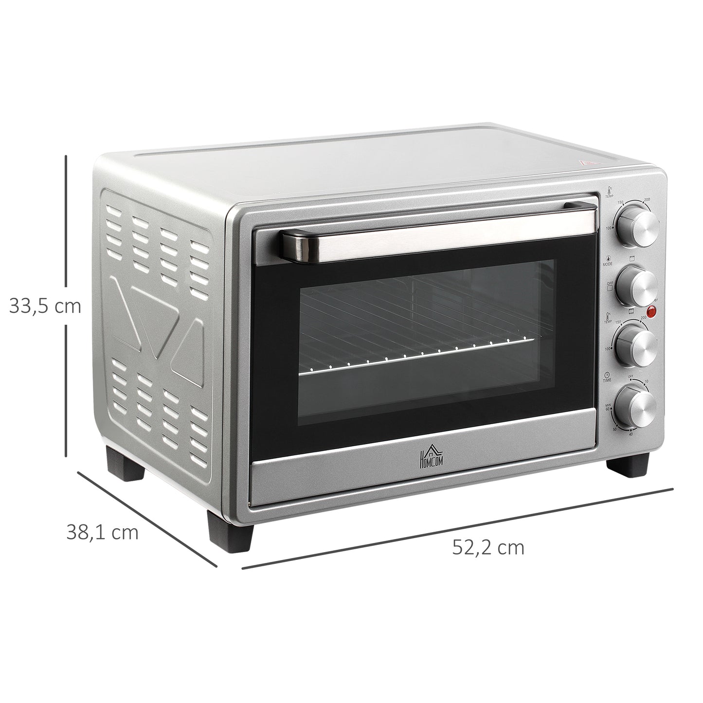 Homcom Mini Horno Eléctrico 32l 1600w 52,2x38,1x33,5 Cm Plata_2