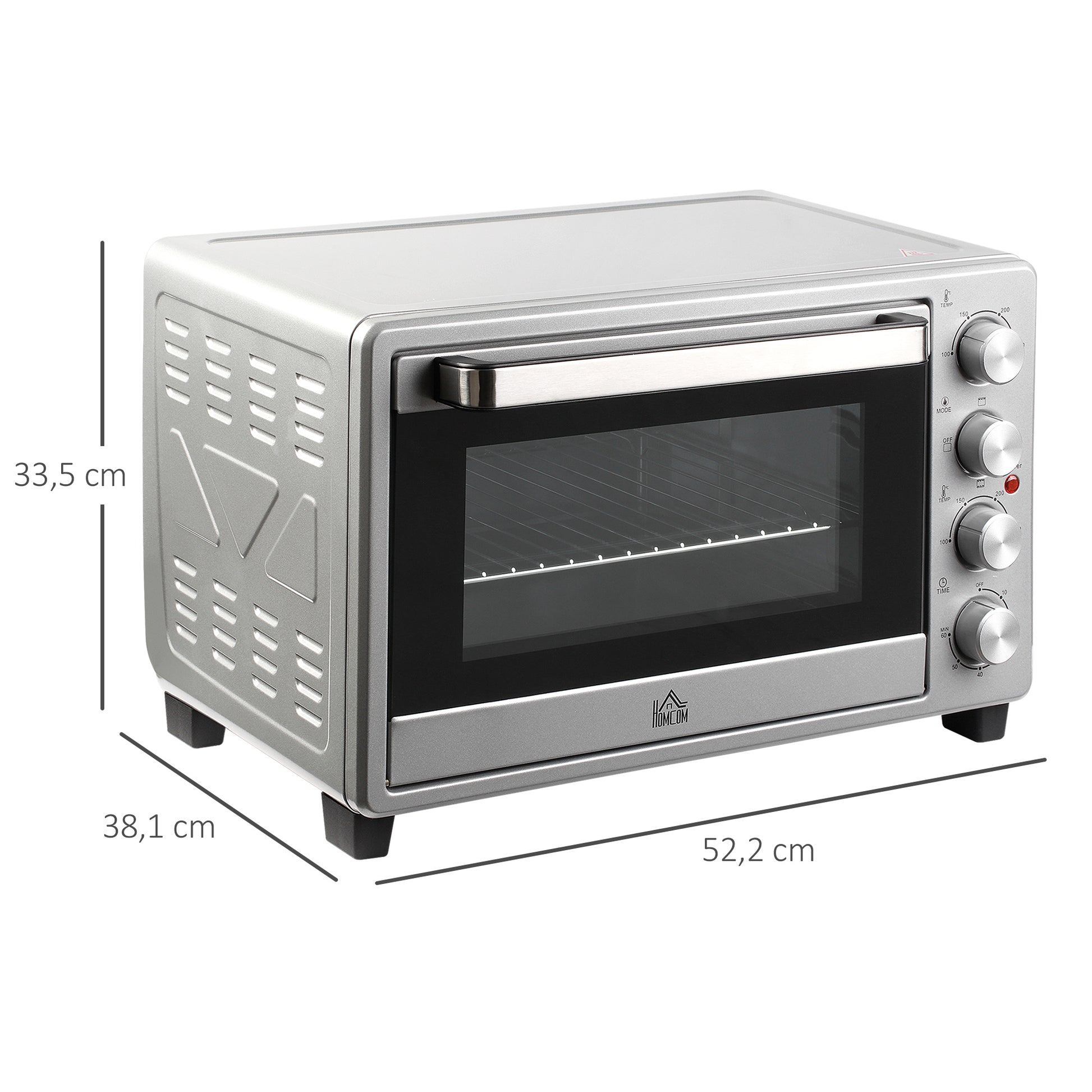 Homcom Mini Horno Eléctrico 32l 1600w 52,2x38,1x33,5 Cm Plata_2