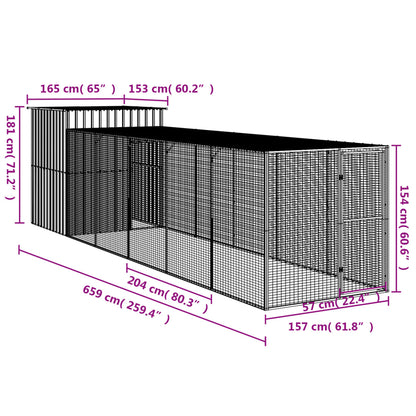 Vidaxl Gallinero Con Corral Acero Galvanizado Gris Claro 165x659x181cm_2
