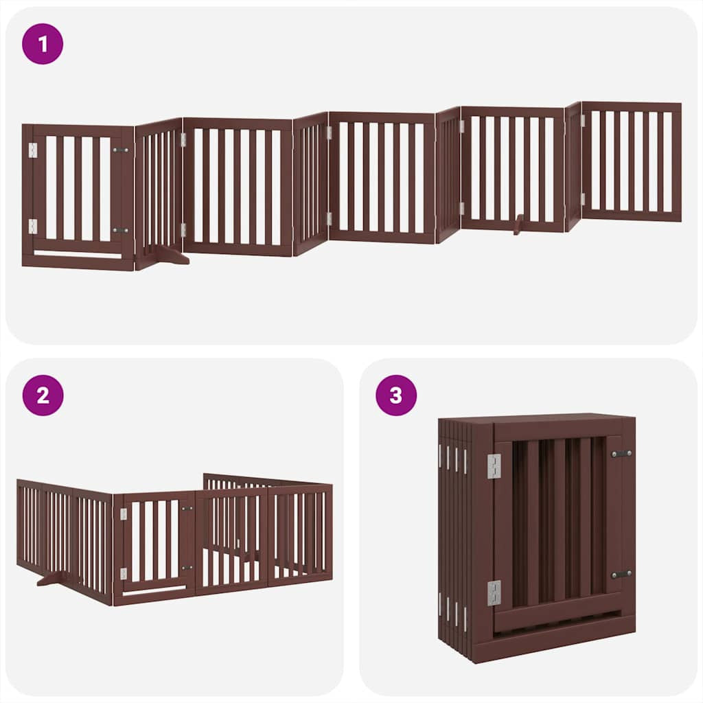 Vidaxl Puerta De Perros Plegable 9 Paneles Madera Álamo Marrón 450 Cm_3