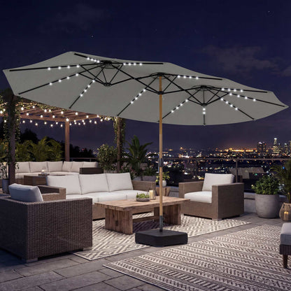 Outsunny Sombrilla Doble 4,6x2,6 M Con 48 Luces Led Base Incluida Y Manivela_3