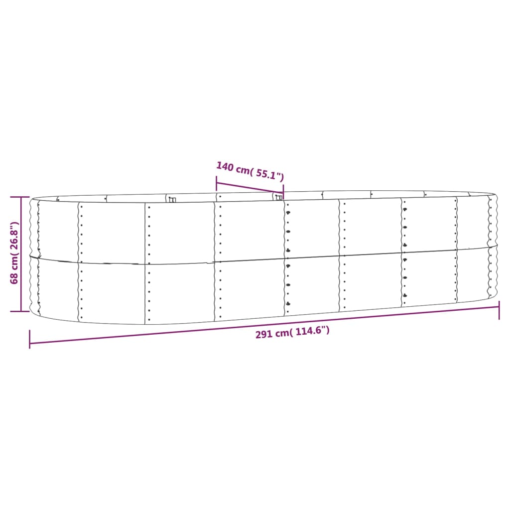 Jardinera Arriate Acero Galvanizado Gris 291x140x68 Cm_5
