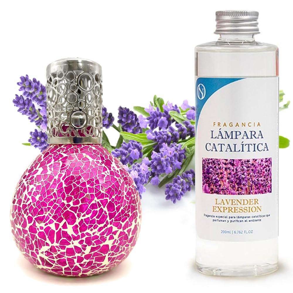 Lámpara Catalítica Mosaico Fucsia + Aroma Lavender Expression 500ml - Elimina Olores, Impurezas Y Perfuma_0