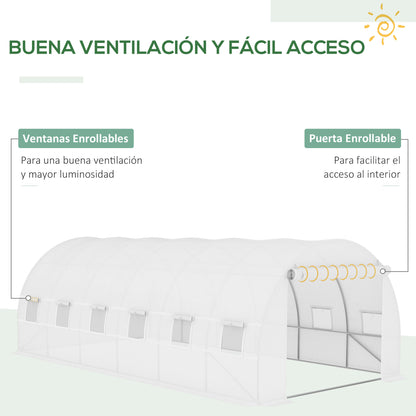 Outsunny Cubierta De Invernadero Túnel 6x3x2m 12 Ventanas Y Puerta Enrollable_4