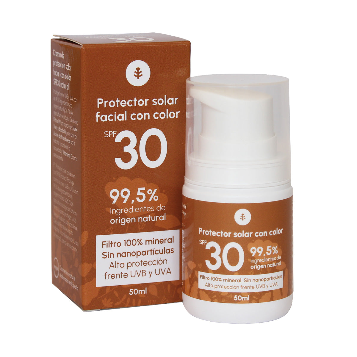 Crema de Protección Solar Facial con Color 100% mineral SPF30 Planeta Huerto 50 ml