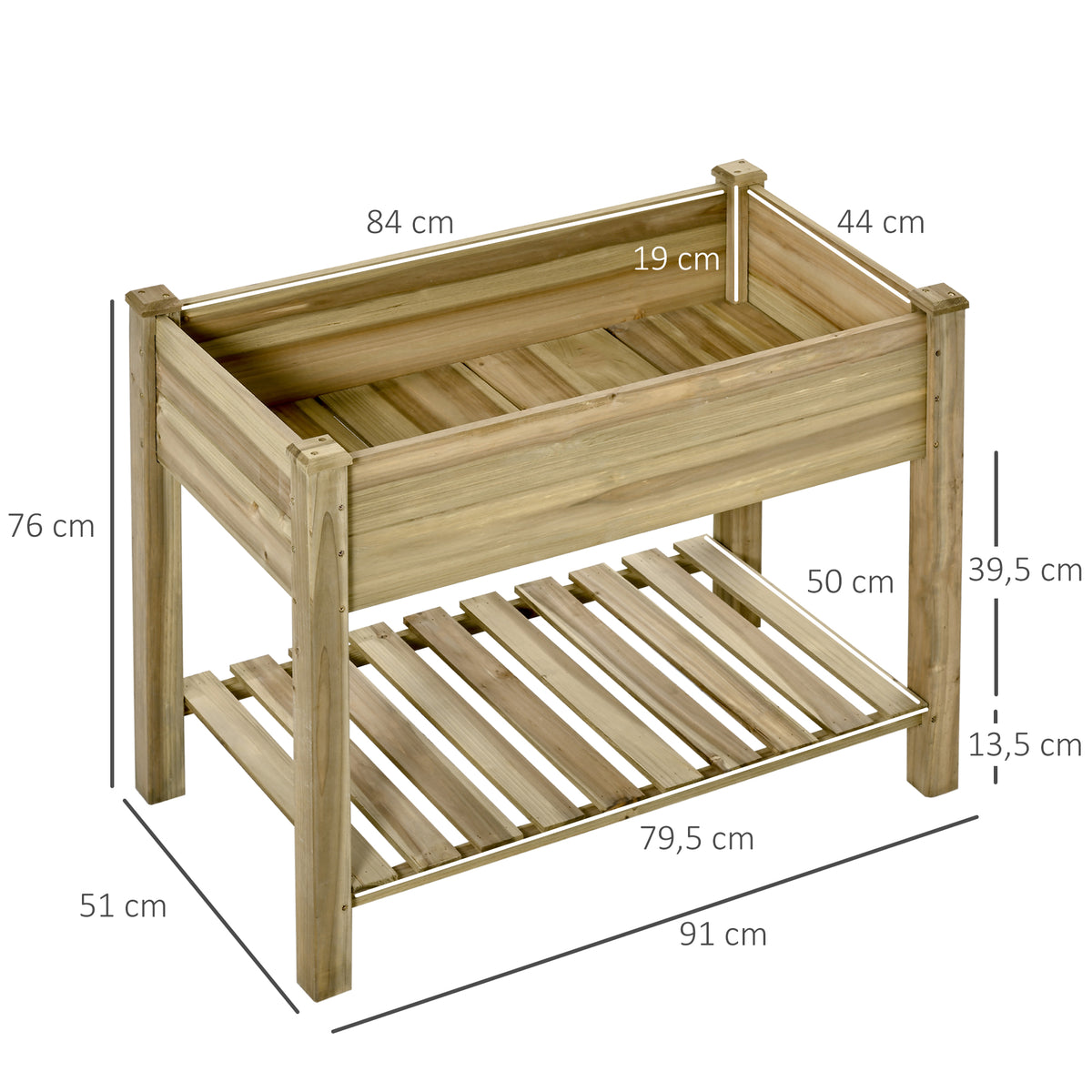 Huerto Urbano De Madera Outsunny Madera De Abeto Madera Natural 91x51x76 Cm_2
