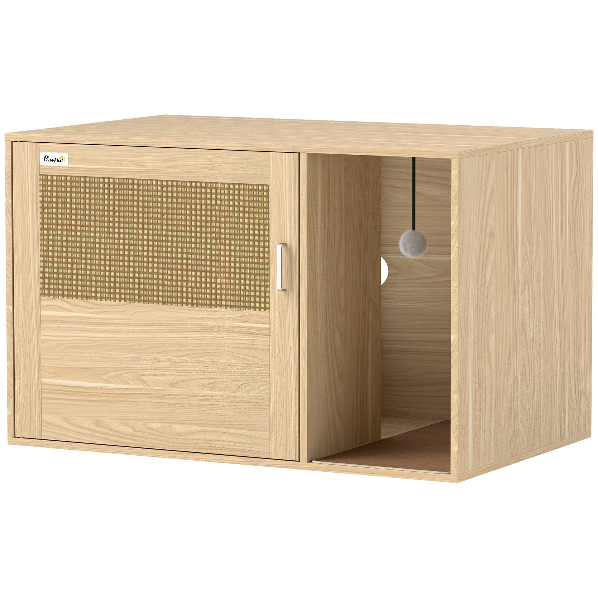 Pawhut Mueble Arenero Para Gatos Con Almohadilla Para Rascar 80x50x50 Cm Roble_0