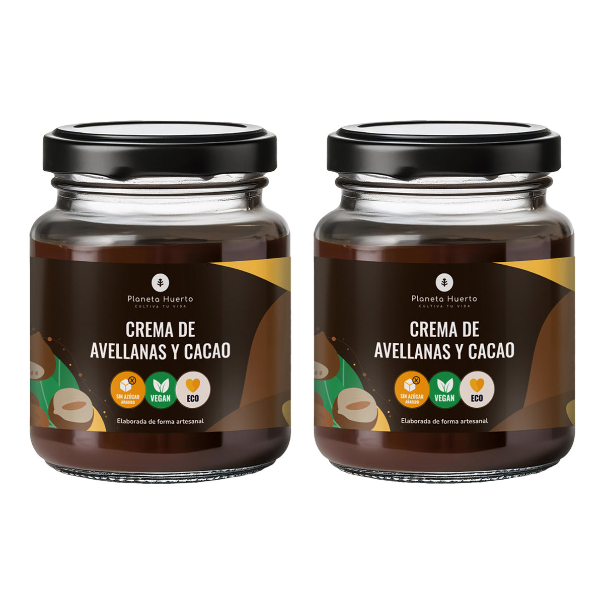 Pack 2x Crema de avellanas y cacao sin azúcares añadidos ECO Planeta Huerto 230 g