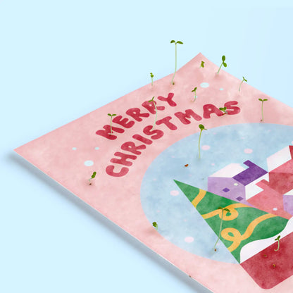 Postales Plantables Navidad Pack 5 Diseños – Snow Globe, Ho Ho Ho, Happy New Year, Snow Angels Y Elf - Resetea_5