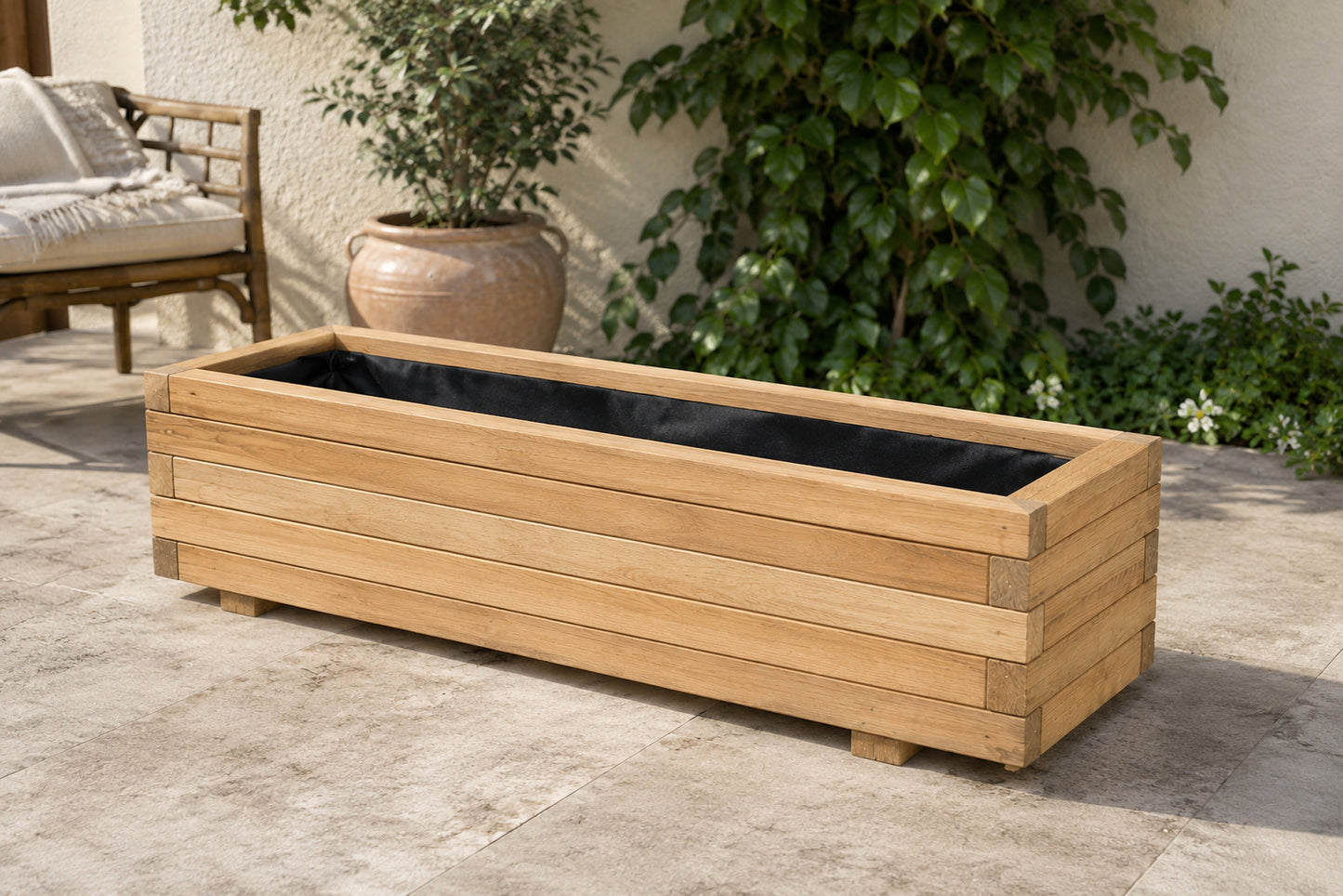 Jardinera Rectangular De Madera De Pino Tratada Exterior 120x50x42 Cm Marrón 179 L_4