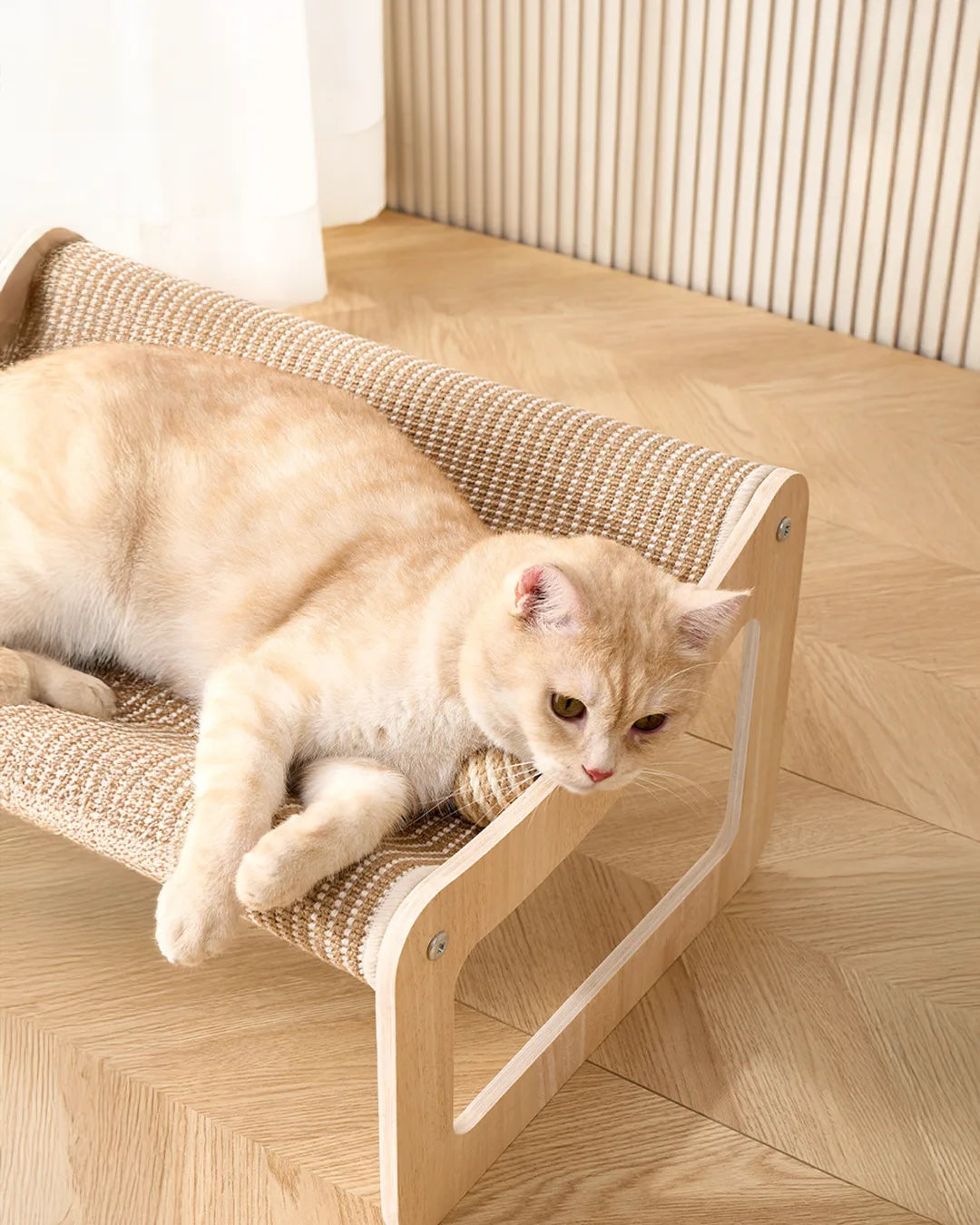 Hamaca Cala Serena, Madera Y Cuerda De Yute Para Rascar_3