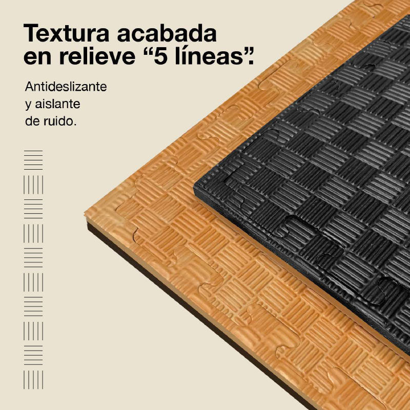 Tatami Puzzle 2cm 100x100cm – Superficie 5 Líneas Madera Jowy_3