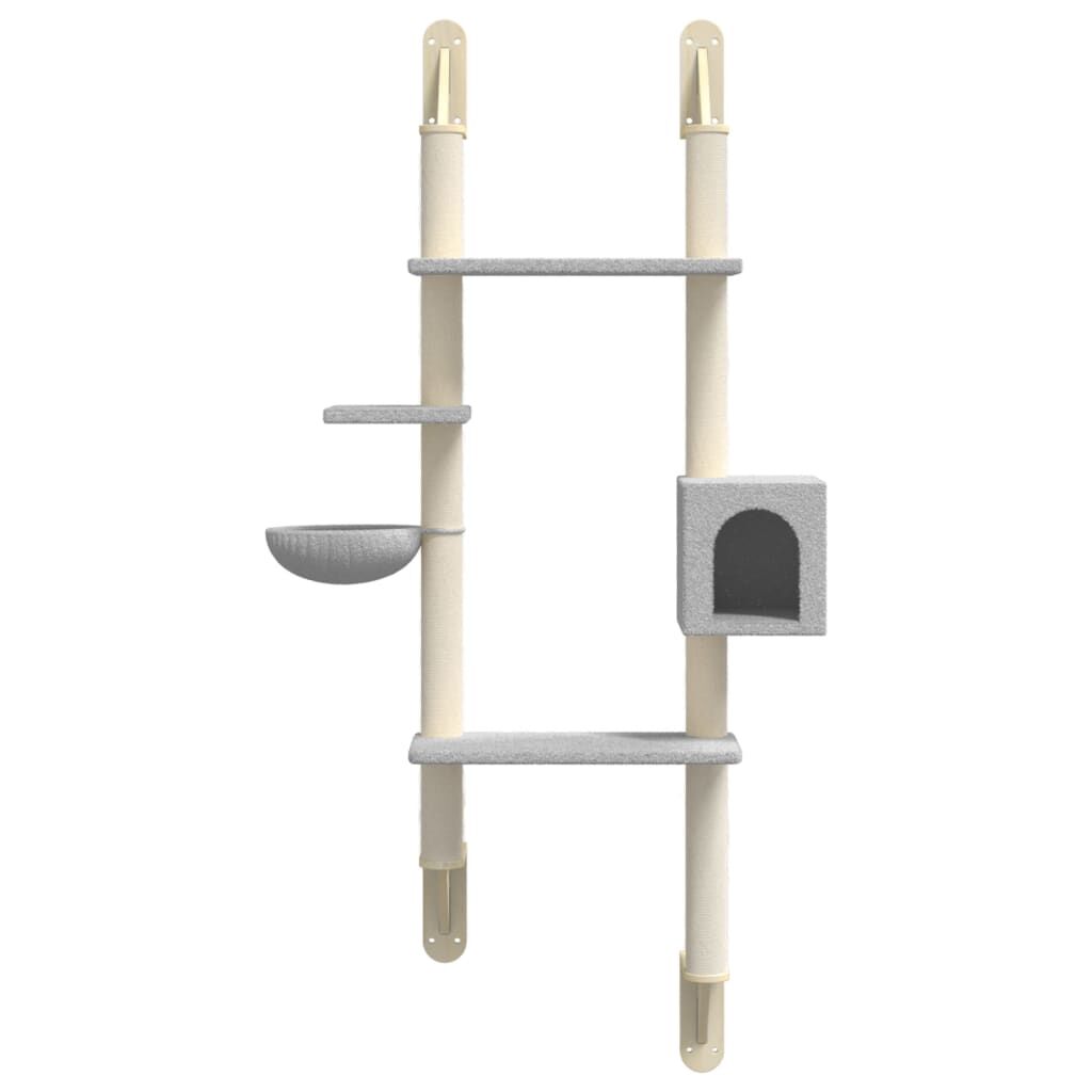 Vidaxl Árbol Rascador Para Gatos De Pared Gris Claro 180 Cm_3
