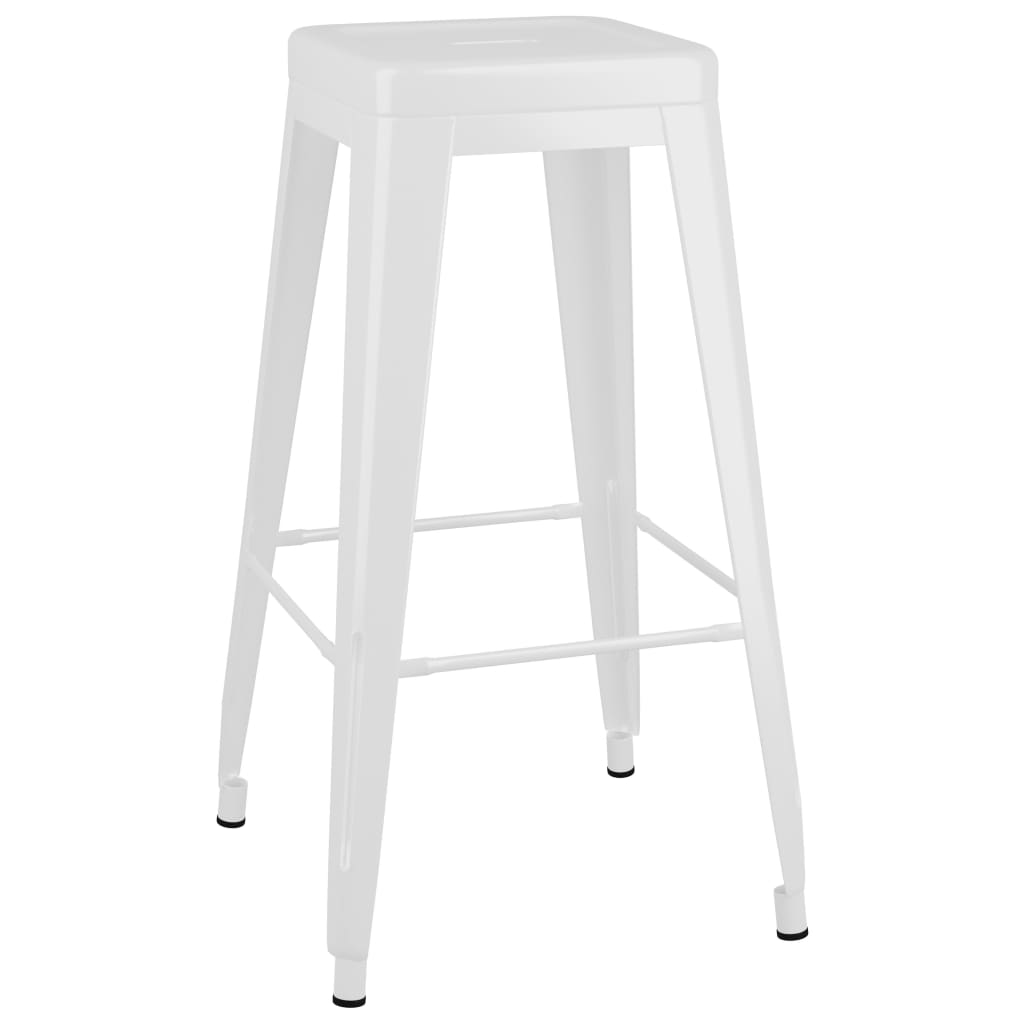 Taburetes De Bar Apilables 2 Unidades De Metal Blanco_1
