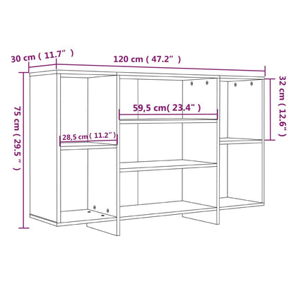 Aparador De Madera De Ingeniería Marrón Roble 120x30x75 Cm / Vetonek_3