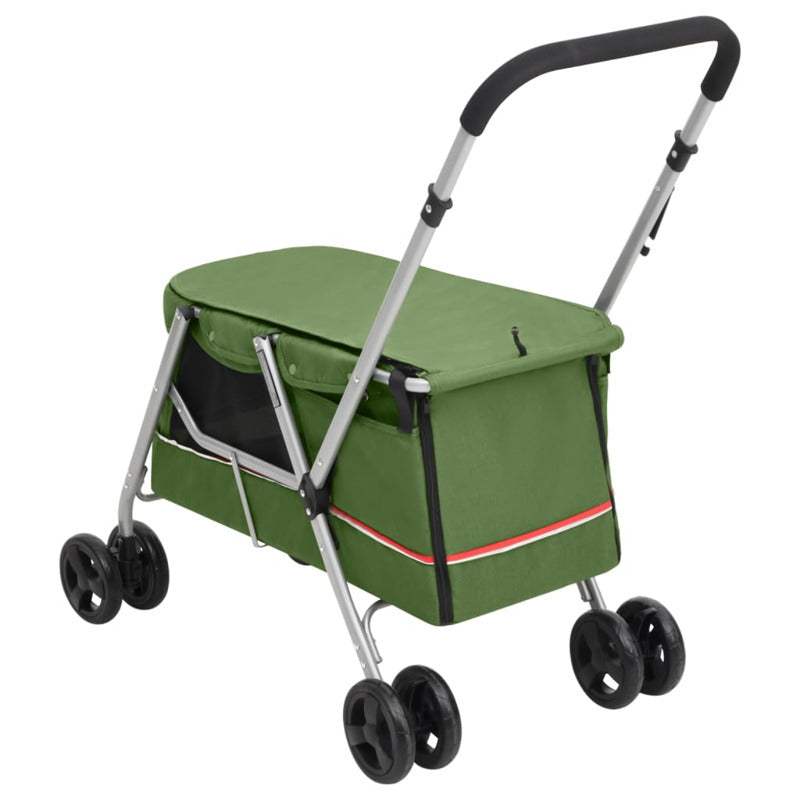Vidaxl Cochecito Para Perros Plegable Tela Lino Verde 100x49x96 Cm_5