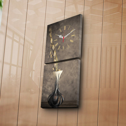 Reloj De Pared Con Lienzo Decorativo De Jarrón_1