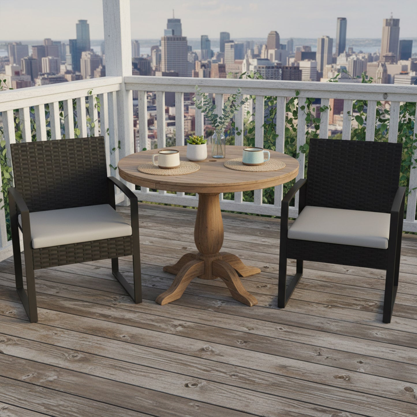 Outsunny Muebles De Jardín Con 2 Sillas Con Cojines Lavables Y Mesa De Vidrio_3