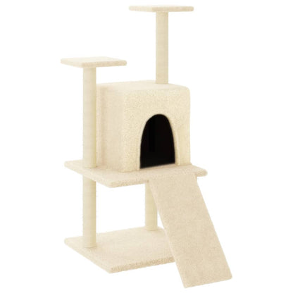 Rascador Para Gatos Con Postes De Sisal Color Crema 110 Cm_0
