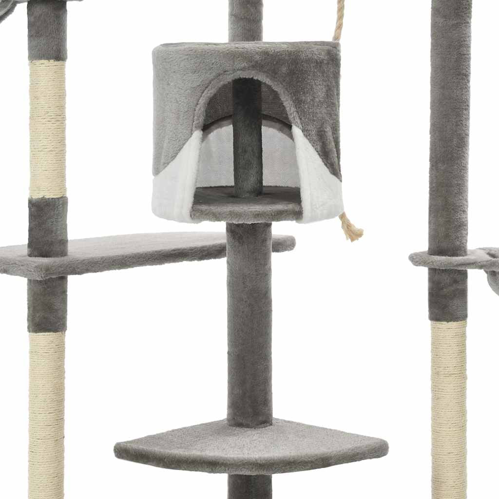 Vidaxl Rascador Para Gatos Con Poste De Sisal 203 Cm Gris Y Blanco_4