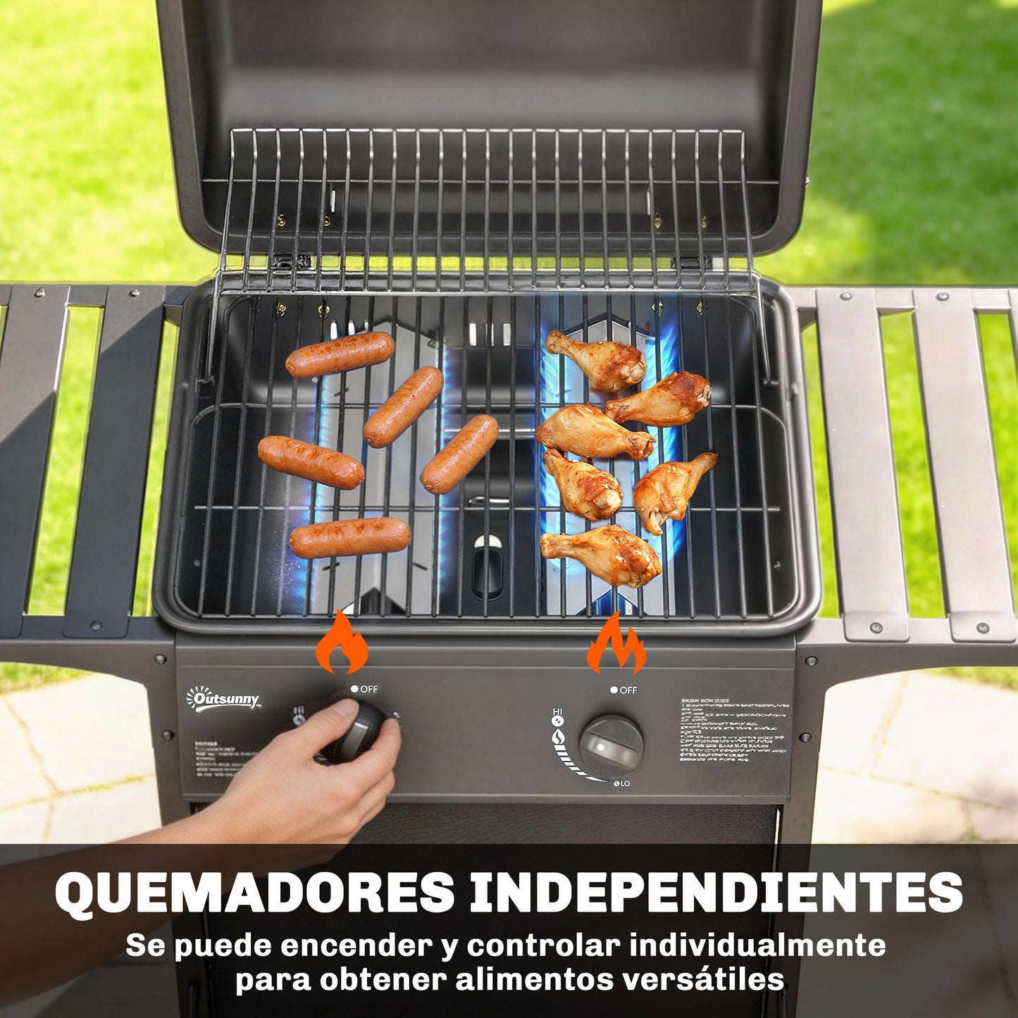 Outsunny Barbacoa De Gas Bbq Gas Con 2 Quemadores 5 Kw_3
