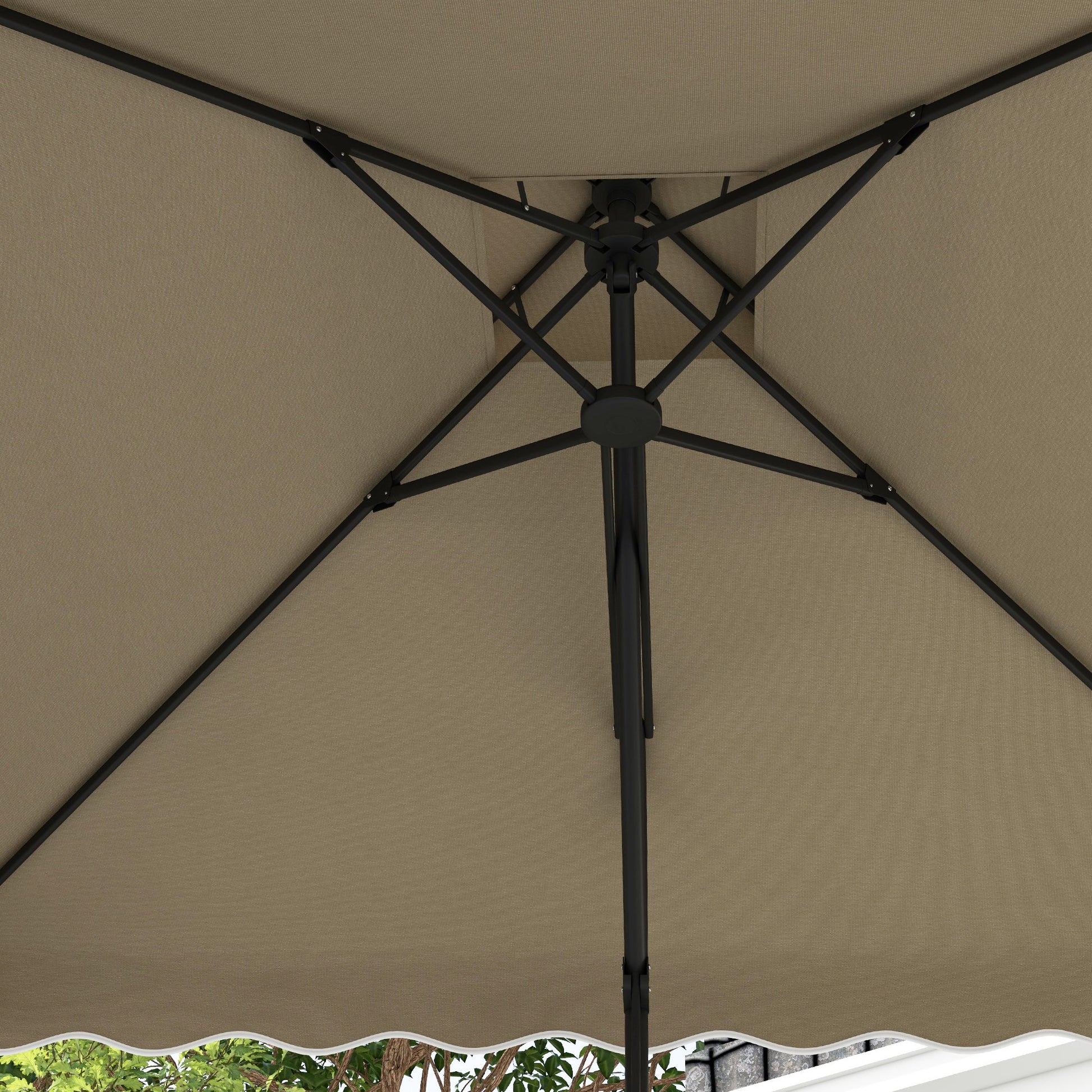 Outsunny Sombrilla Terraza Exterior De 2,5 M Con Manivela Techo Doble Caqui_3