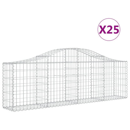 Cestas De Gaviones 25 Uds Forma De Arco Hierro 200x30x60/80 Cm_0