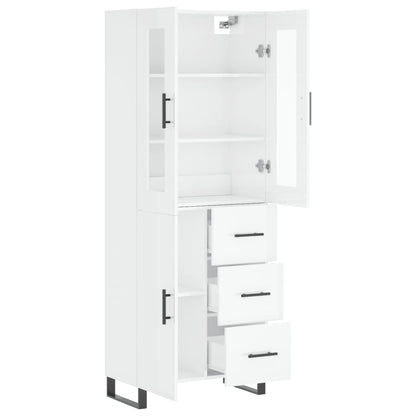 Aparador Alto Madera Contrachapada Blanco Brillo 69,5x34x180 Cm_3