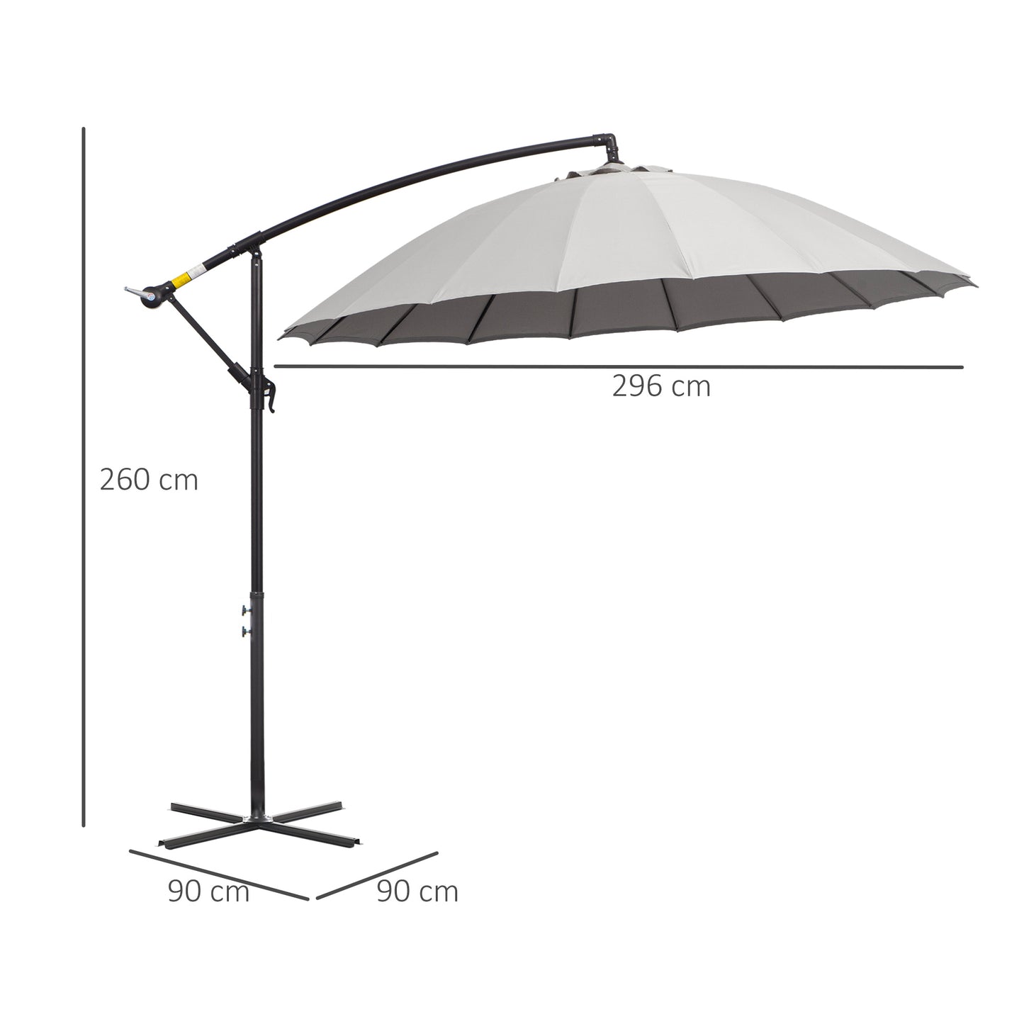 Outsunny Sombrilla Jardín Ø300 Cm Con Manivela Manual Base Cruzada Gris_2