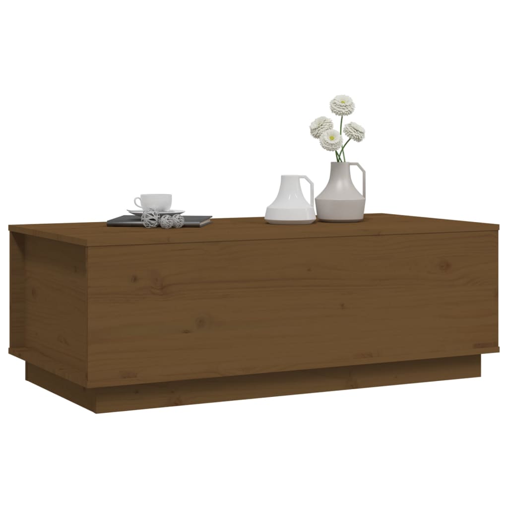 Mesa De Centro Madera Maciza De Pino Marrón Miel 100x50x35 Cm_2