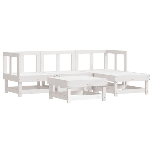 Vidaxl Juego De Sofás De Jardín 5 Piezas Madera Maciza De Pino Blanco_0