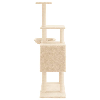 Rascador Para Gatos Con Postes De Sisal Crema 131 Cm_4
