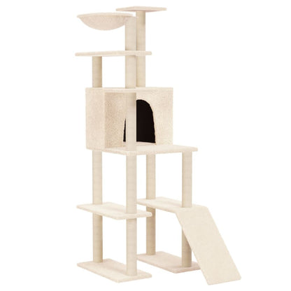 Vidaxl Rascador Para Gatos Con Postes De Sisal Crema 166 Cm_0