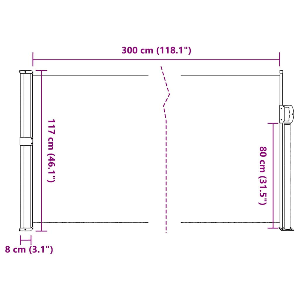 Vidaxl Toldo Lateral Retráctil Terracota 117x300 Cm_2