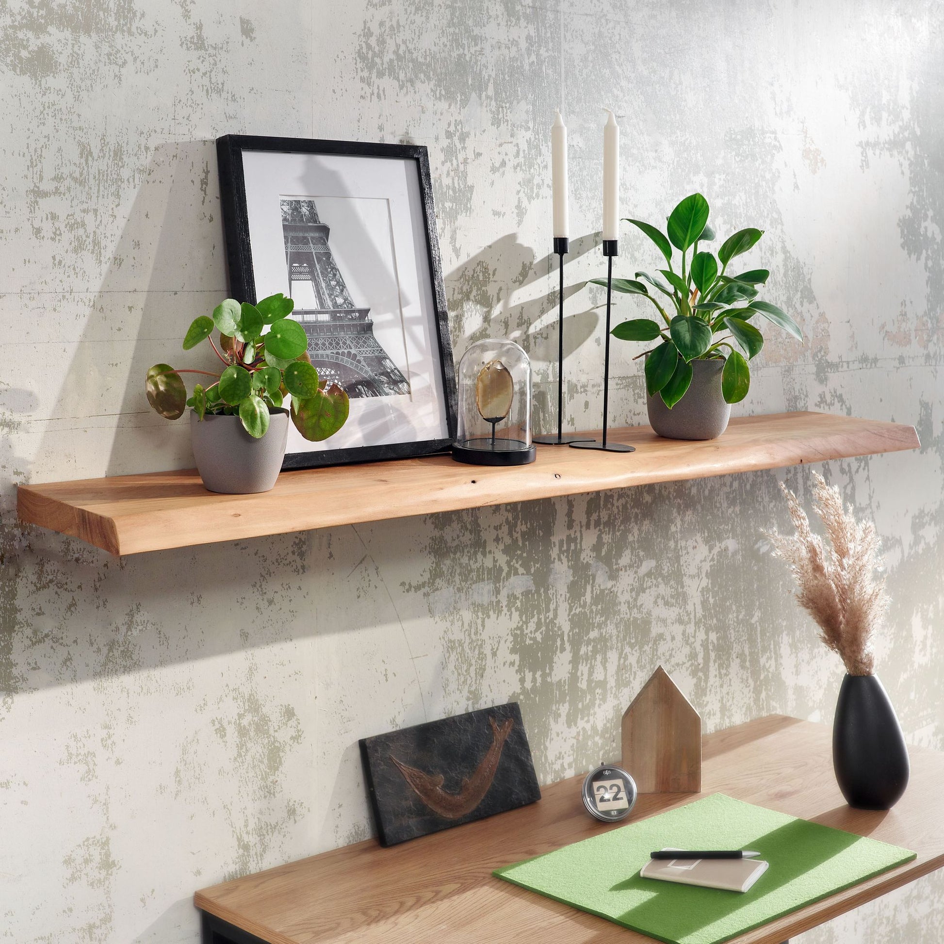 Estantería De Pared 140 Cm En Madera Maciza De Acacia_1