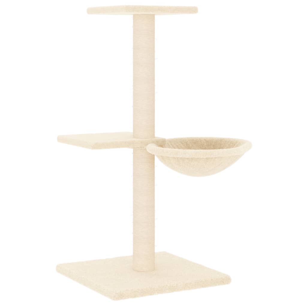 Rascador Para Gatos Con Postes De Sisal Color Crema 72 Cm_0