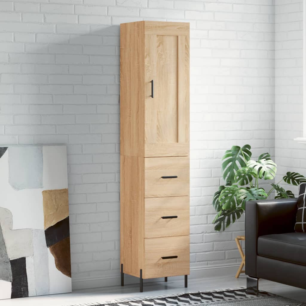 Aparador De Madera Contrachapada Roble Sonoma 34,5x34x180 Cm_0