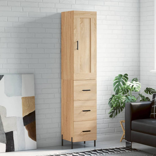 Aparador De Madera Contrachapada Roble Sonoma 34,5x34x180 Cm_0