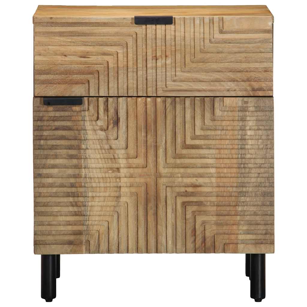 Mesita De Noche Madera Maciza De Mango 50x33x60 Cm Marrón_1