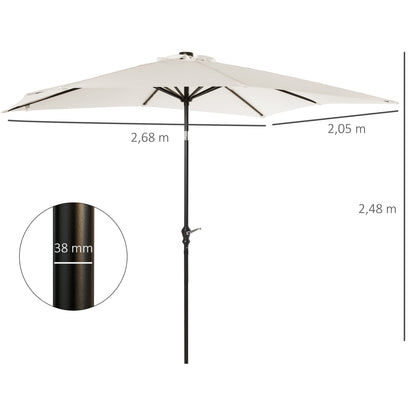Outsunny Sombrilla De Jardín 268x205x248 Cm Con Techo Inclinable Luces Led Crema_2